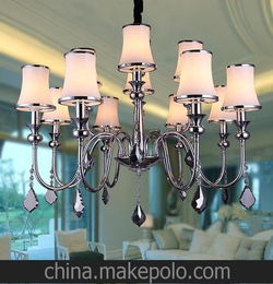 简约欧式五金弯管客厅吊灯 个性玻璃灯罩餐厅吊灯